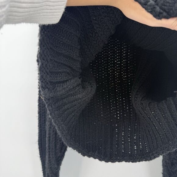 Express Black Chunky Knit Mock Neck Sweater Oversized Size Small Polyester - Picture 7 of 13